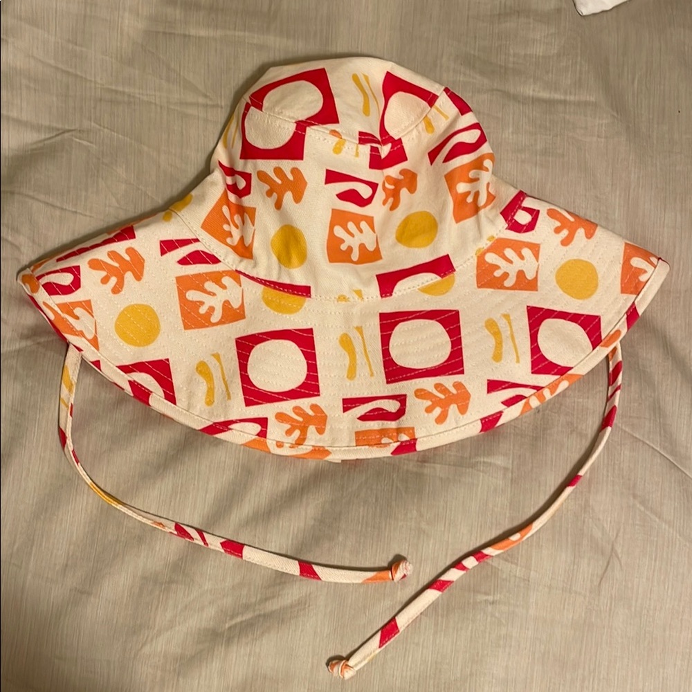 Lack Of Color Red and Orange Geometric Sun Hat